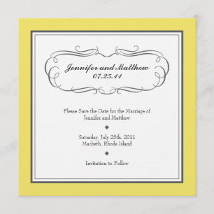 Tuxedo Save the Date - gelb und Grau auf Leinen