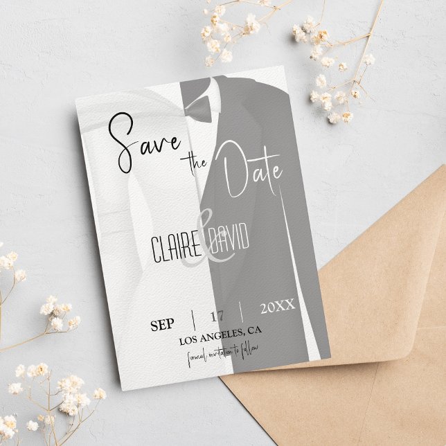 Tuxedo Save the Date Karte für Schwarz und Weiß (Von Creator hochgeladen)