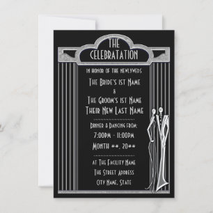 Tuxedo - Schwarz-Silber-Hochzeitsempfang - Einladung