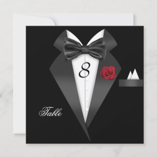 Tuxedo Schwarz Tischnummer Sitzplatzkarte