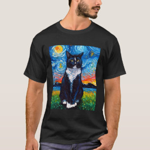 Tuxedo Schwarz-Weiß Katze Startnight Art von Aja T-Shirt