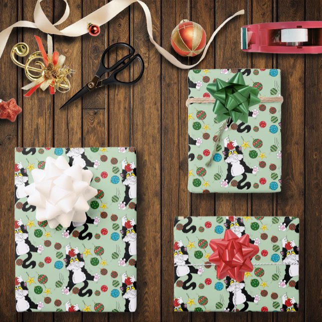 Tuxedo Schwarz-weiße Weihnachtskatze Geschenkpapier Set (Von Creator hochgeladen)