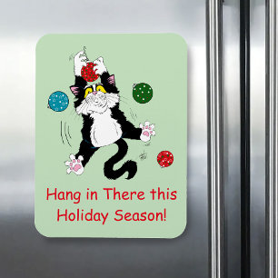 Tuxedo Schwarz-weiße Weihnachtskatze Magnet