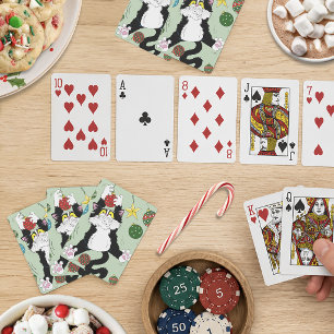 Tuxedo Schwarz-weiße Weihnachtskatze Spielkarten