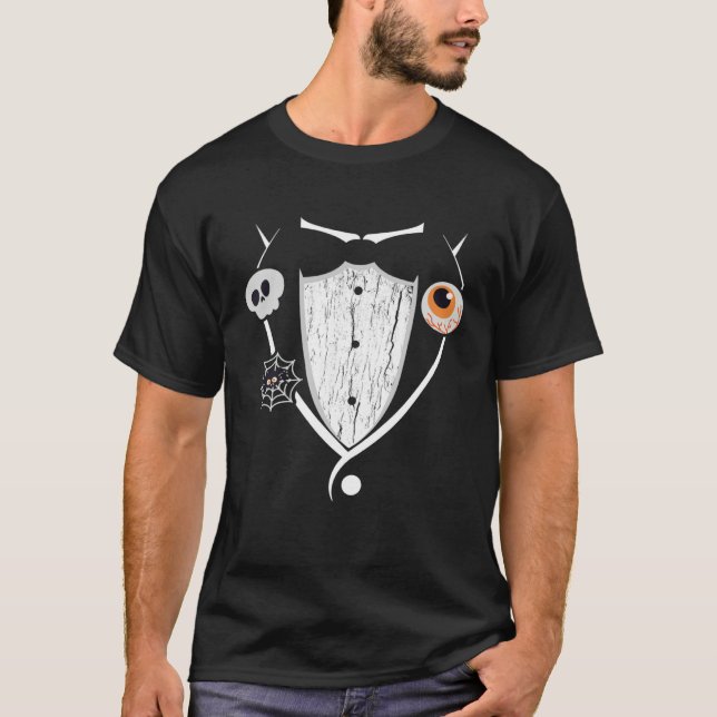 Tuxedo Spooky Halloween Costume Bow Tie T-Shirt (Vorderseite)