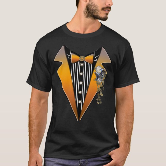 Tuxedo-Steampunk-Hochzeitsdesign T-Shirt (Vorderseite)