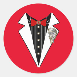 Tuxedo-Steampunk Wedding Runder Aufkleber