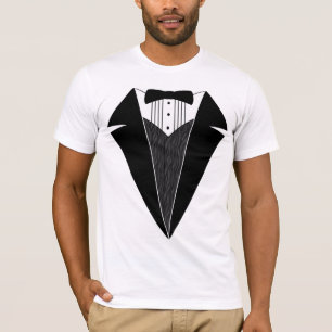 Tuxedo-T - Shirt, weiß mit schwarzem Bowtie T-Shirt