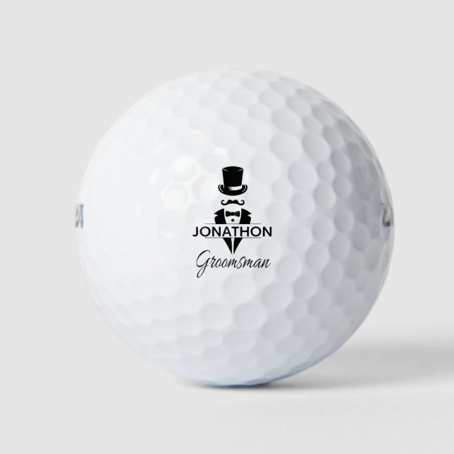 Tuxedo Top Hat Mit Monogramm Trauzeuge Golfball (Vorderseite)