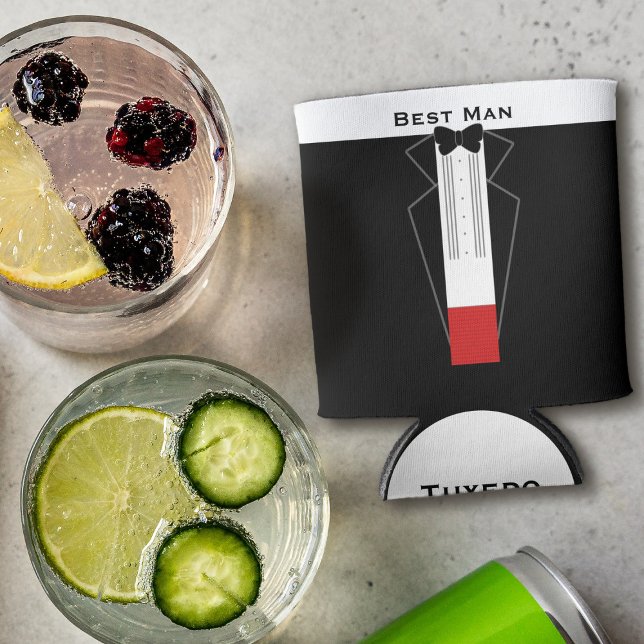 Tuxedo Trauzeuge Bachelor Party Wedding Can Cooler Dosenkühler (Just add your Best Man's Name)