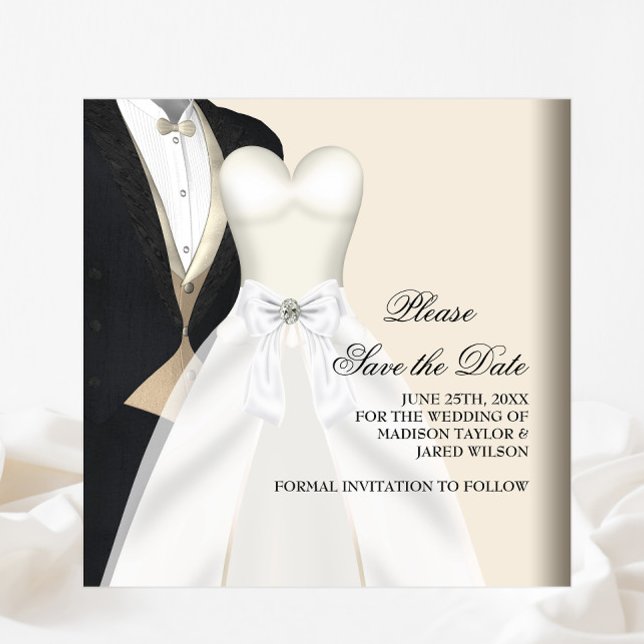 Tuxedo Wedding Dress Save the Date Schwarz-weiß (Von Creator hochgeladen)