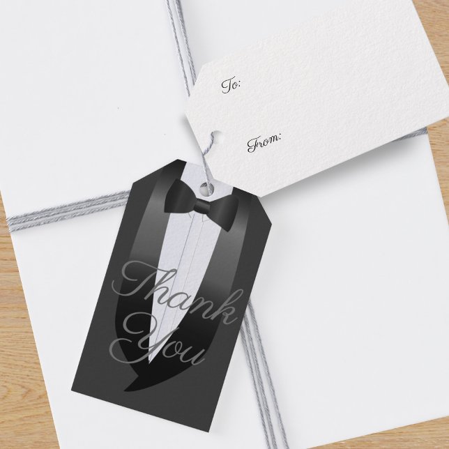 Tuxedo Wedding Vielen Dank, dass Sie Liebesmarken  Geschenkanhänger (Perfect tuxedo thank you gift tag for all your groomsmen gifts)