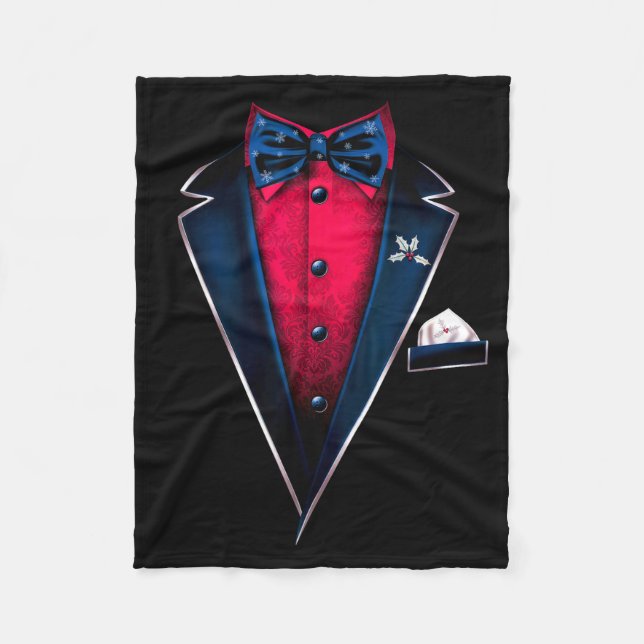 Tuxedo With Bowtie For Christmas And Special Occas Fleecedecke (Vorderseite)