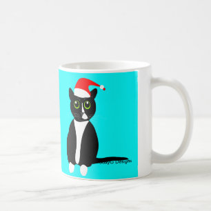 Tuxedokatze in der Weihnachtshut-Tasse Kaffeetasse