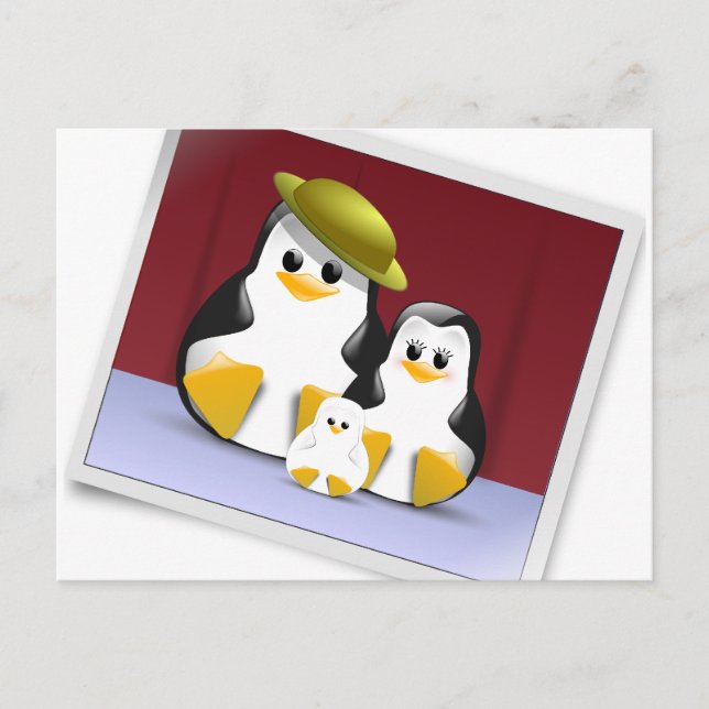 Tuxenfamilie Postkarte (Vorderseite)