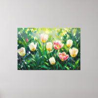 *~* TV2 Rote weiße Tulpen Stretched Canvas Print