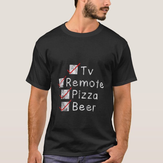 TV-Fernbedienung Pizza Bier -- T-Shirt (Vorderseite)
