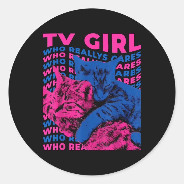 Tv Girl Album Frenchs Ausfahrt, die Cat TV wirklic Runder Aufkleber (Vorderseite)
