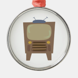 TV im Vintage-Stil der 1950er Jahre Silbernes Ornament