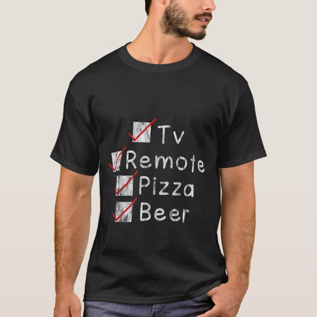 TV Remote Pizza Beer — T-Shirt (Vorderseite)