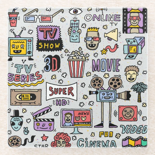 TV Serie Doodles: Funny Vintages Set. Glasuntersetzer (Vorderseite)