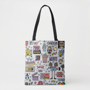 TV-Serien-Doodle: Lustige Vintage-Set.