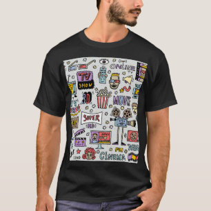 TV-Serien-Doodle: Lustige Vintage-Set. T-Shirt