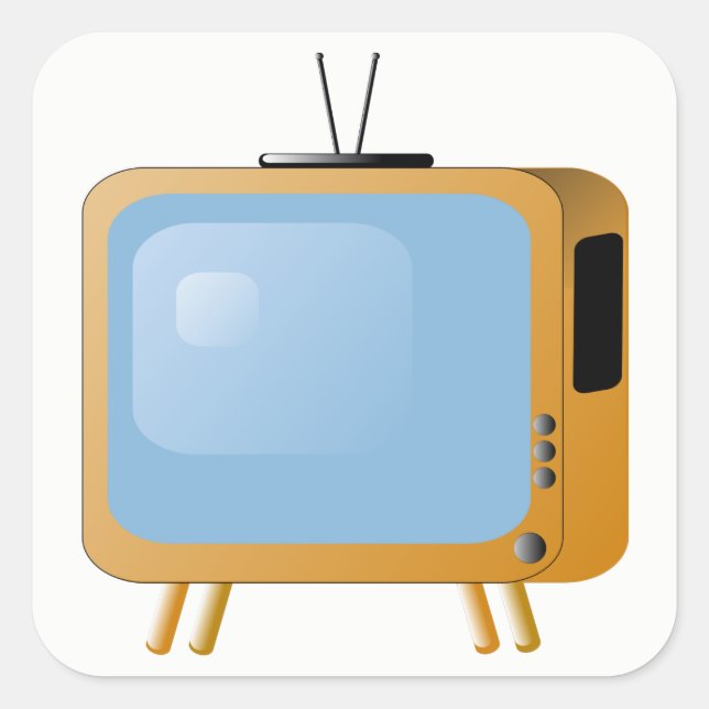 TV-Set Quadratischer Aufkleber (Vorderseite)