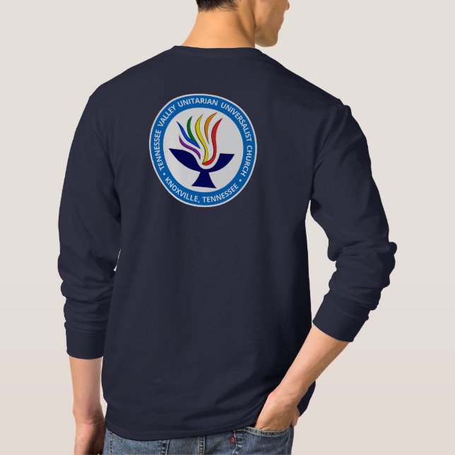 TVUUC Chalice Logo Medium Blue Circle T-Shirt (Rückseite)