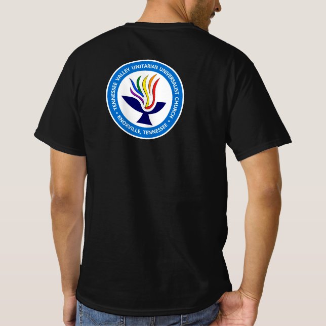 TVUUC Chalice Logo Medium Blue Circle T-Shirt (Rückseite)