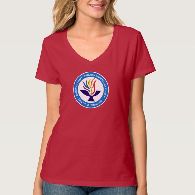 TVUUC Chalice Logo Medium Blue Circle T-Shirt (Vorderseite)