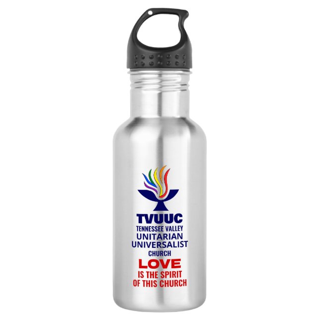 TVUUC Chalice Logo Symbol, Liebe ist der Geist Edelstahlflasche (Vorderseite)