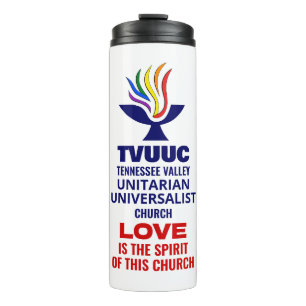 TVUUC Chalice Logo Symbol, Liebe ist der Geist Thermosbecher
