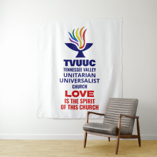 TVUUC Chalice Logo Symbol, Liebe ist der Geist Wandteppich