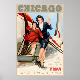 TWA Trans World Airlines Chicago Illinois Neu Poster