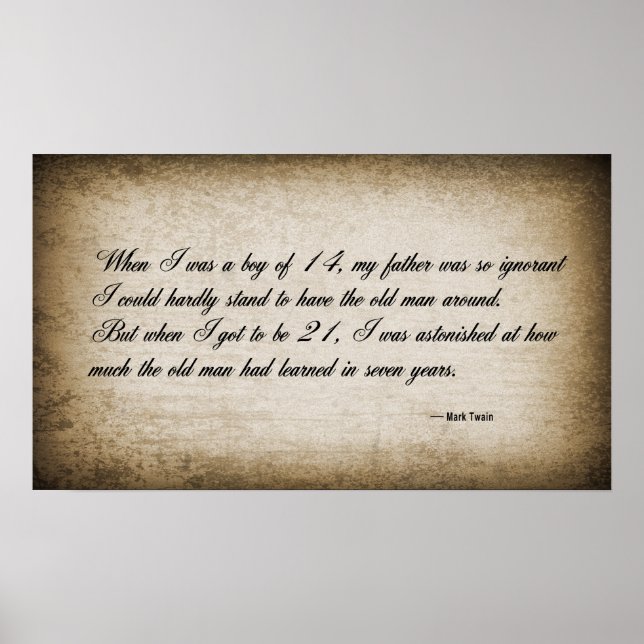 TWAIN'S QUOTE on the ALING YOUTH Poster (Vorne)