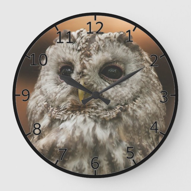 Twany Owl Große Wanduhr (Vorderseite)