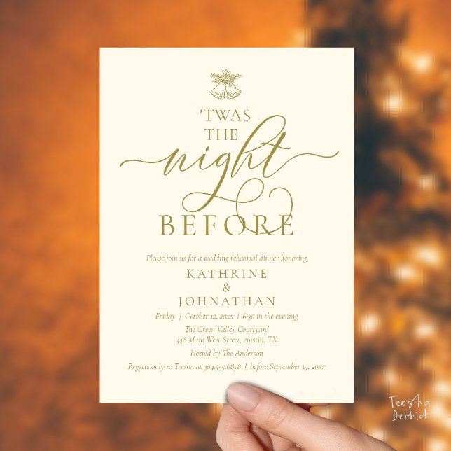 'Twas The Night Before Classy Rehearsal Dinner Einladung ('Twas The Night Before Classy Rehearsal Dinner Invitation Card in Retro Yellow Gold)