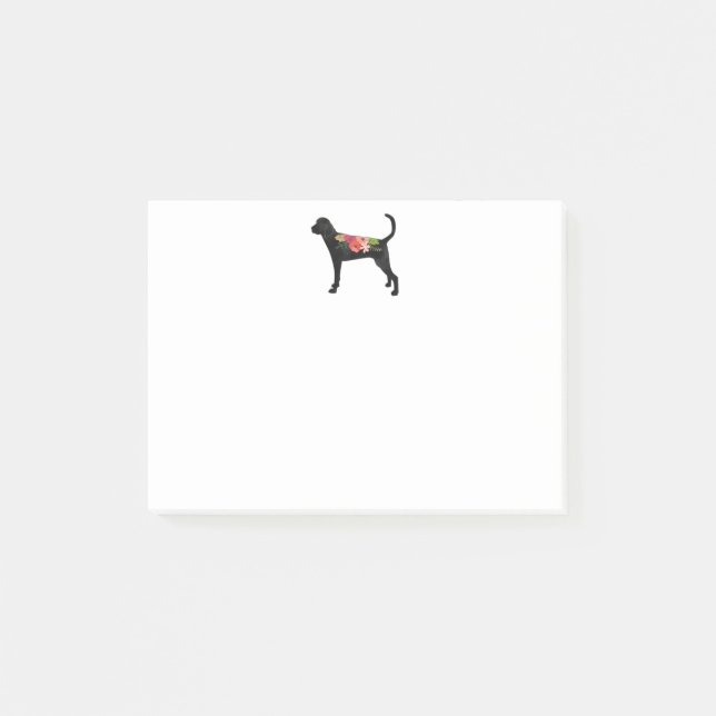 TWC Dog Breed Boho Foral Silhouette Post-it Klebezettel (Vorderseite)