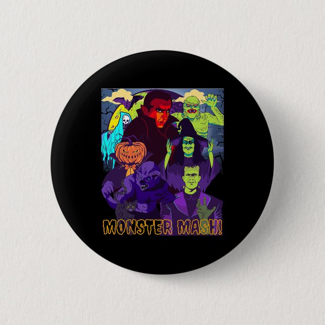 Twear T-Shirts Monster-Mash-Halloween-Kostümspass  Button (Vorderseite)