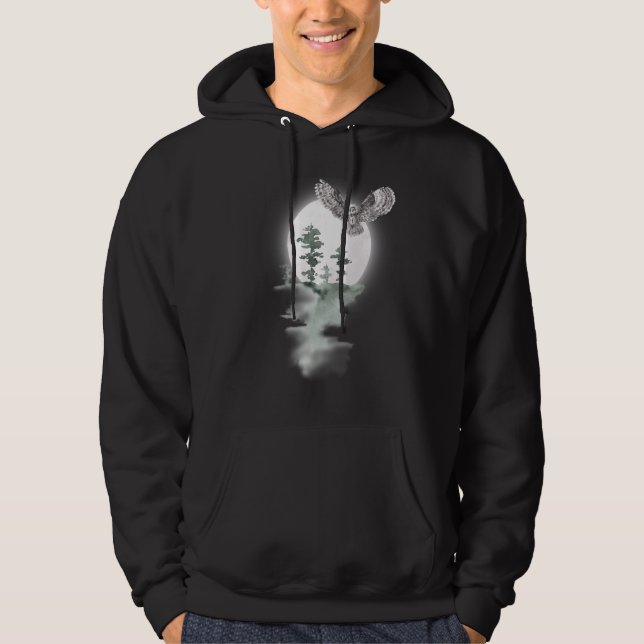 TWEAR TEE's Night Owl HunterForest Full Moon Graph Hoodie (Vorderseite)