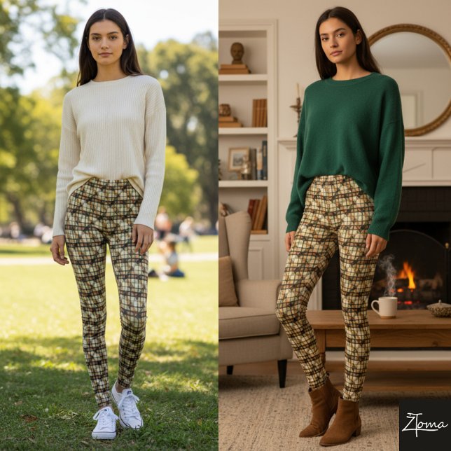 Tweed-Diagonal-Kariert Erdtöne Fein Leggings (Von Creator hochgeladen)