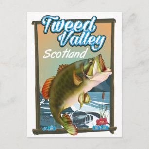 Tweed Valley Schottisches Angelposter. Postkarte