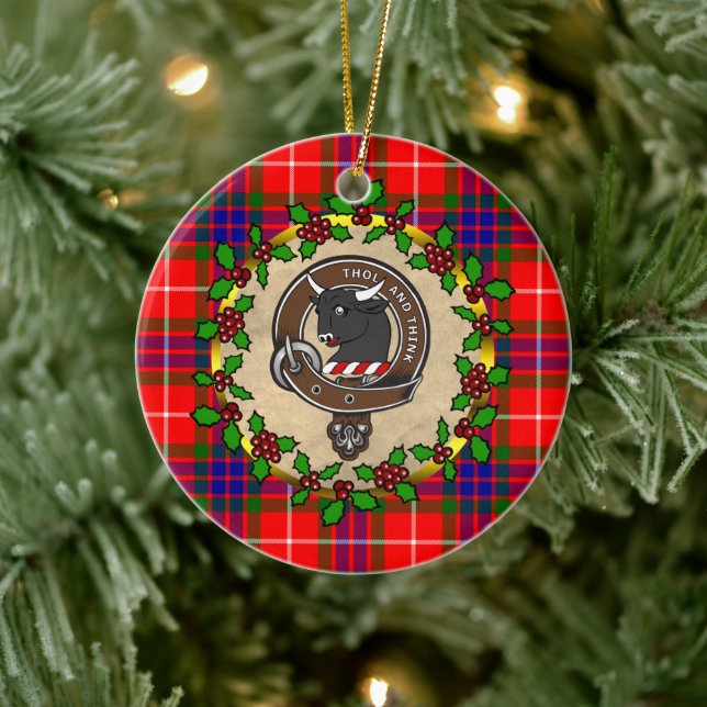 Tweedie Clan Abzeichen & Tartan Personalisiert Keramik Ornament (Baum)