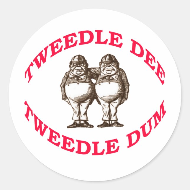 Tweedle Dee & Tweedle Dum Runder Aufkleber (Vorderseite)