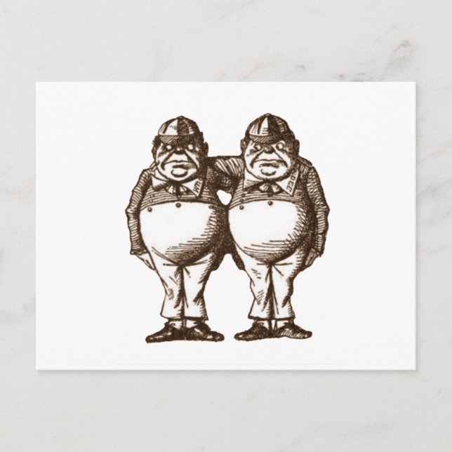 Tweedle Dee & Tweedle Dum Sepia Postkarte (Vorderseite)