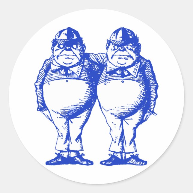 Tweedle Dee und Tweedle Dum Inked Blue Runder Aufkleber (Vorderseite)