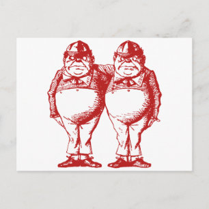 Tweedle Dee und Tweedle Dum mit roter Tinte Postkarte