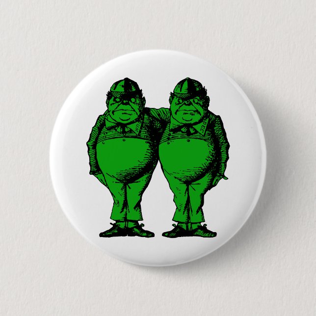Tweedle Dee und Tweedle Dum mit Tinte geschwärzte Button (Vorderseite)