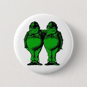 Tweedle Dee und Tweedle Dum mit Tinte geschwärzte Button